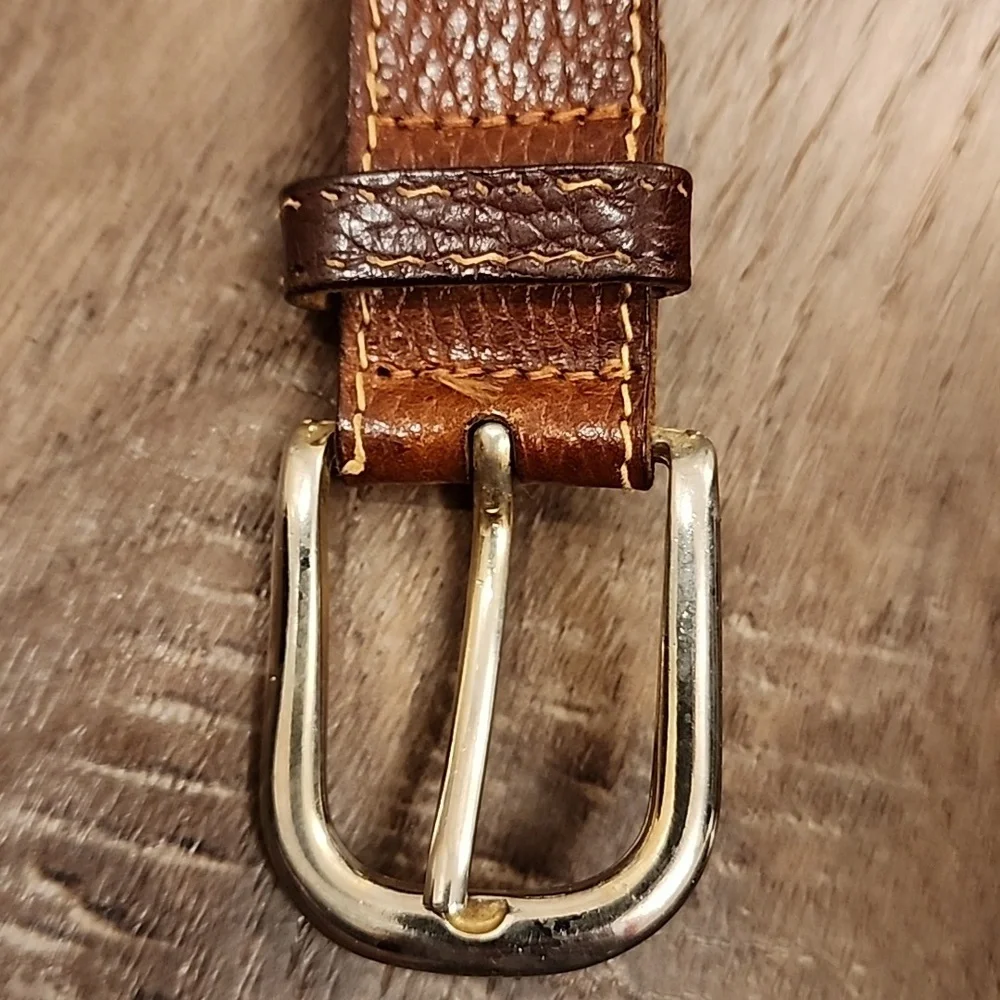 Vera Pelle Men's Leather Belt with Contrasting Fabric Inset Italian size 105 IT